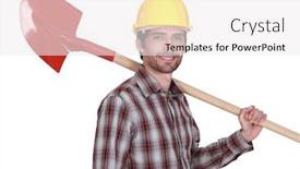  Presentation with craftsman - Beautiful slide set featuring craftsman holding a shovel backdrop and a white colored foreground