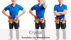  Presentation with craftsman - Slide set consisting of craftsman in different positions like smiling and holding thumbs up background and a white colored foreground