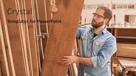  Presentation with craftsman - Audience pleasing presentation design consisting of craftsman-in-the-joinery backdrop and a coral colored foreground