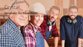  Presentation with craftsman - Slide set having craftsman-masters-with-men background and a coral colored foreground