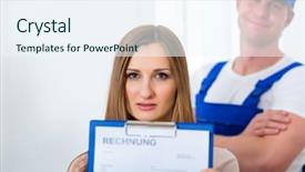  Presentation with plumber - Slide deck having craftsman-or-plumber-giving-overpriced background and a sky blue colored foreground