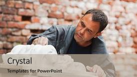  Presentation with model fromage gratuit - Cool new PPT layouts with craftsman restorer working with gypsum backdrop and a  colored foreground