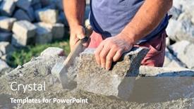  Presentation with craftsman - Colorful PPT theme enhanced with craftsman-shaping-stone backdrop and a gray colored foreground