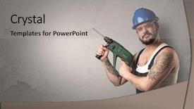  Presentation with craftsman - Presentation theme with craftsman standing in front background and a light gray colored foreground
