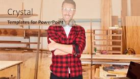  Presentation with craftsman - Beautiful presentation theme featuring craftsman stands confidently and proudly in the workshop with his arms crossed backdrop and a lemonade colored foreground