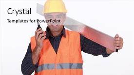  Presentation with craftsman - Beautiful presentation design featuring craftsman talking on his walkie talkie backdrop and a pink colored foreground