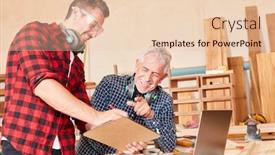  Presentation with team planning - Colorful slide deck enhanced with craftsman-team-with-checklist backdrop and a lemonade colored foreground