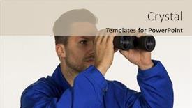  Presentation with craftsman - Slide set with craftsman with binoculars background and a soft green colored foreground