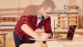  Presentation with computer workshop - Slide set enhanced with craftsman with clipboard background and a coral colored foreground