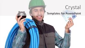  Presentation with craftsman - Beautiful presentation theme featuring craftsman with piggy bank and cash backdrop and a white colored foreground