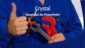  Presentation with craftsman - PPT theme having craftsman with tools background and a navy blue colored foreground