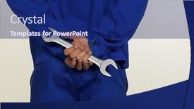  Presentation with craftsman - Colorful slide deck enhanced with craftsman with tools backdrop and a navy blue colored foreground