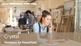  Presentation with craftsman - Audience pleasing theme consisting of craftsman-woman-talking backdrop and a coral colored foreground