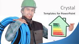  Presentation with craftsman - Amazing PPT theme having craftsman working on the energetic economy of the building backdrop and a white colored foreground