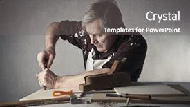  Presentation with craftsman - PPT theme consisting of craftsman working some wood boards background and a gray colored foreground