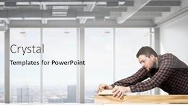  Presentation with craftsman - Colorful theme enhanced with craftsman working with plane backdrop and a sky blue colored foreground