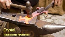  Presentation with craftsmanship - Colorful PPT theme enhanced with craftsmanship - blacksmith forged iron smith anvil backdrop and a tawny brown colored foreground