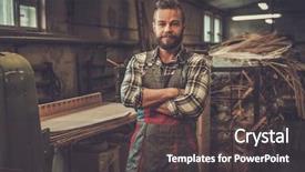  Presentation with craftsmanship - Slides with craftsmanship - carpenter posing on his workplace background and a dark gray colored foreground