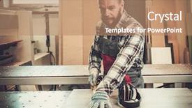  Presentation with acadian wood - Audience pleasing PPT layouts consisting of craftsmanship - carpenter works on wood plank backdrop and a coral colored foreground