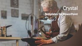  Presentation with craftsmanship - Beautiful slide deck featuring craftsmanship - elderly shoemaker at work backdrop and a gray colored foreground