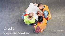  Presentation with site planning - Presentation having craftsmen-and-construction-workers-team background and a gray colored foreground