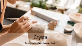  Presentation with ceramic - PPT theme consisting of craftsperson - close up of a woman background and a coral colored foreground