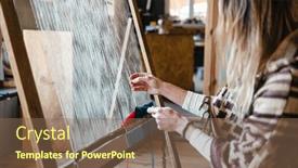  Presentation with weaving loom - Presentation theme consisting of crafty-woman-weaving background and a violet colored foreground