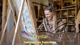  Presentation with weaving loom - Slides enhanced with crafty-woman-weaving background and a violet colored foreground