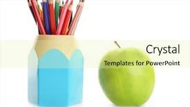  Presentation with colorful green corn field - Presentation theme having cramming - colorful pencils in holder background and a blonde colored foreground