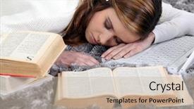  Presentation with sleeping - PPT theme having vintage letter concept candles glasses pen and old paper background and a coral colored foreground