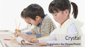  Presentation with children - Presentation theme enhanced with internet banking transaction financial icon background and a dark gray colored foreground.