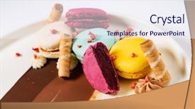  Presentation with chocolate dessert - Presentation theme enhanced with cramming - sweet and colourful dessert background and a sky blue colored foreground