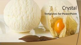  Presentation with chocolate ice cream - Presentation theme with cramming - two balls of vanilla ice background and a lemonade colored foreground