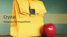 Presentation with lunch - Audience pleasing presentation theme consisting of cramming - yellow lunch bag and appetizing backdrop and a yellow colored foreground