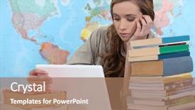  Presentation with student - Presentation theme enhanced with cramming - young female student with laptop background and a coral colored foreground