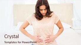  Presentation with being a single woman - Colorful PPT theme enhanced with estomago - casual smiling woman touching her backdrop and a lemonade colored foreground