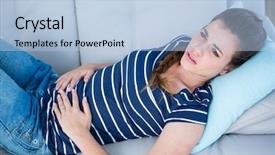  Presentation with stomach - Cool new theme with cramped - pretty brunette suffering from stomach backdrop and a light blue colored foreground