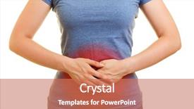  Presentation with pain - Audience pleasing presentation theme consisting of cramped - young woman has pain backdrop and a coral colored foreground