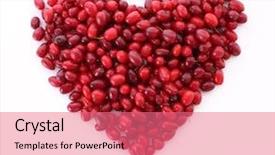  Presentation with heart healthy diet - PPT theme with cranberries in heart shape background and a coral colored foreground