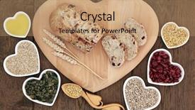  Presentation with seed oil - PPT theme having cranberries oatmeal and olive oil background and a coral colored foreground