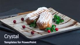  Presentation with pastrie ice cream - Audience pleasing presentation theme consisting of cranberries on a handmade ceramic backdrop and a wine colored foreground