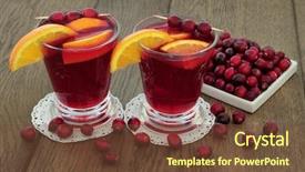  Presentation with cranberry juice - Colorful slide set enhanced with cranberry and orange juice health backdrop and a tawny brown colored foreground