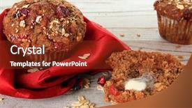  Presentation with muffin - Audience pleasing PPT theme consisting of cranberry bran muffin also available in vertical backdrop and a tawny brown colored foreground