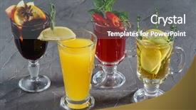  Presentation with energy drinks - Beautiful slide set featuring cranberry cinnamon tea - autumn hot drinks backdrop and a gray colored foreground