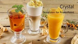  Presentation with bar drinks wine - PPT theme with cranberry cinnamon tea - hot winter drinks background and a coral colored foreground