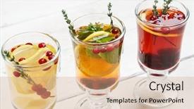  Presentation with energry drink - Slides consisting of cranberry cinnamon tea - winter drink background and a  colored foreground