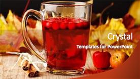  Presentation with unhealthy gas drink - Slide deck with cranberry cinnamon tea - winter drink background and a crimson colored foreground
