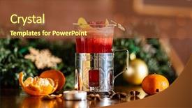  Presentation with bar drinks wine - Audience pleasing PPT theme consisting of cranberry cinnamon tea - winter drinks with berries backdrop and a  colored foreground