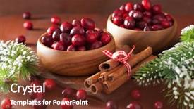  Presentation with winter - PPT layouts consisting of cranberry in wooden bowls winter background and a  colored foreground