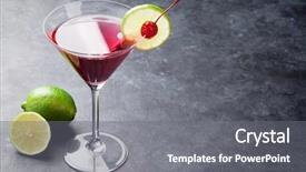  Presentation with dark space - Slide deck having cranberry juice - cosmopolitan cocktail on dark stone background and a gray colored foreground